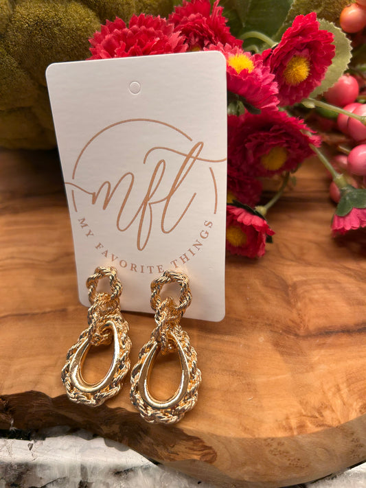 Gold Rope Double Loop Earrings