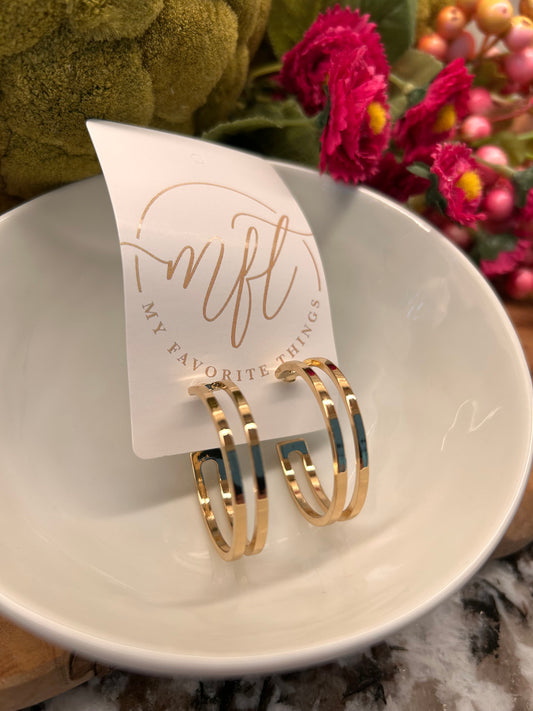 Gold Double Loop Hoop Earrings