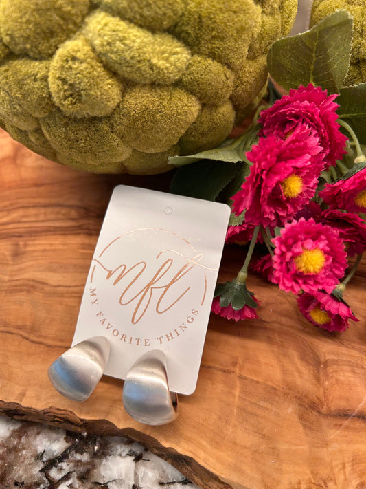 Matte Silver Open Hoop Earrings