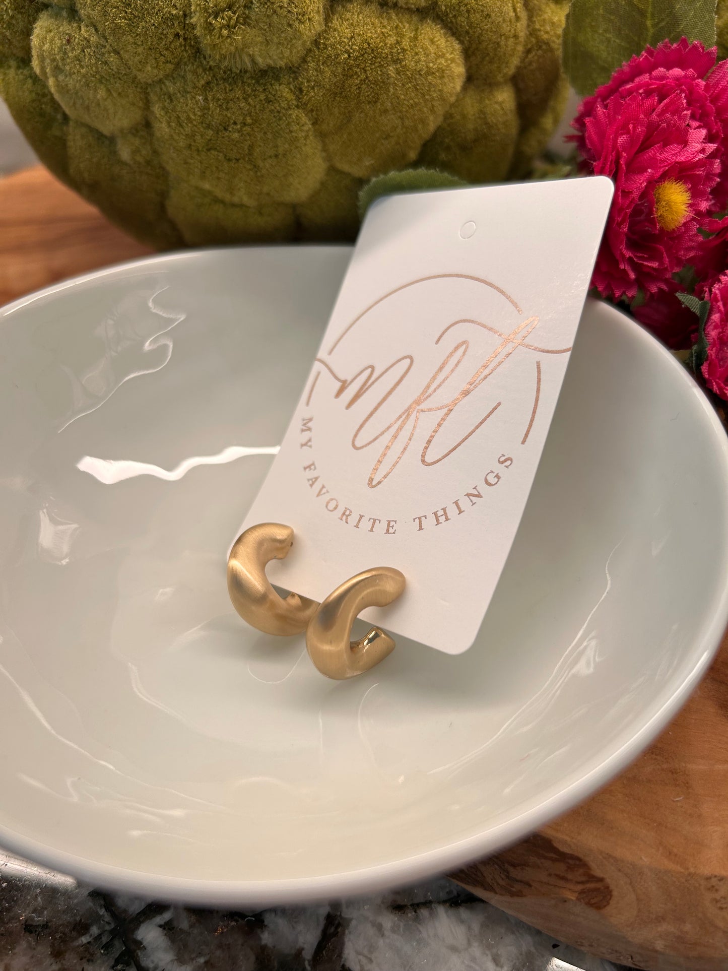 Matte Gold Graduated Hoop Earrings
