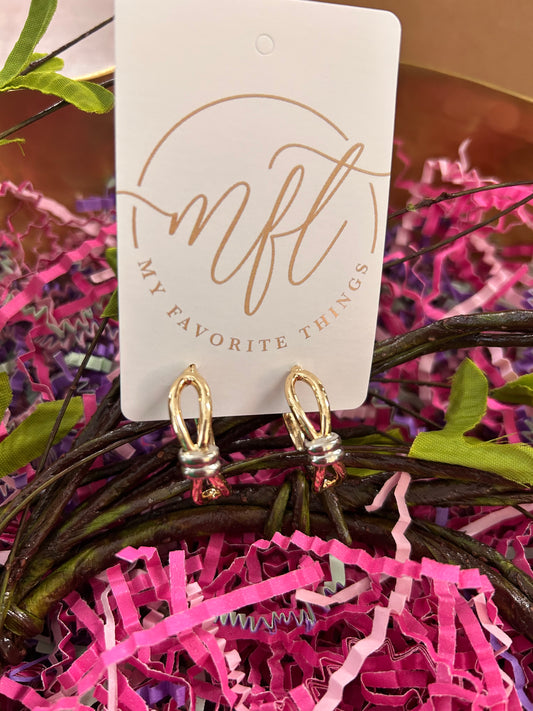 Gold Open Hoops with Silver Knot Accent