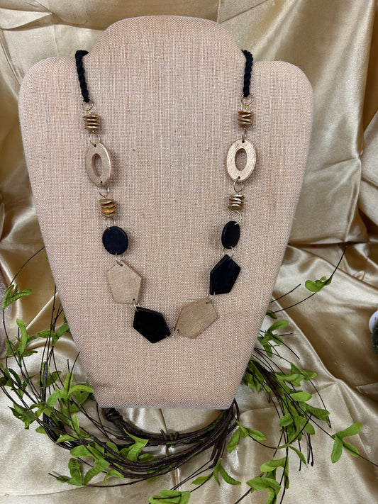 Bold Geometric Black & Gold Necklace