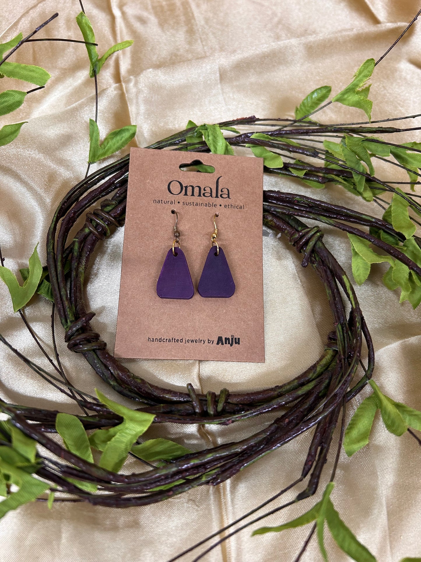Purple Triangle Drop Earrings
