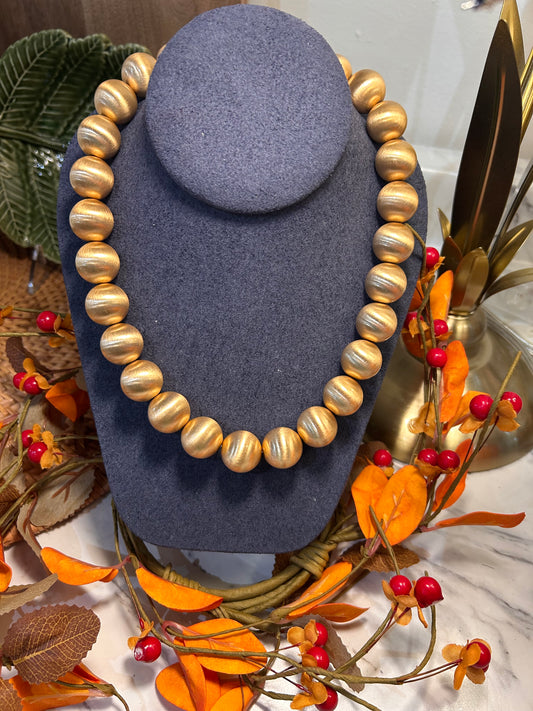 Satin Gold Beaded Magnetic Necklace