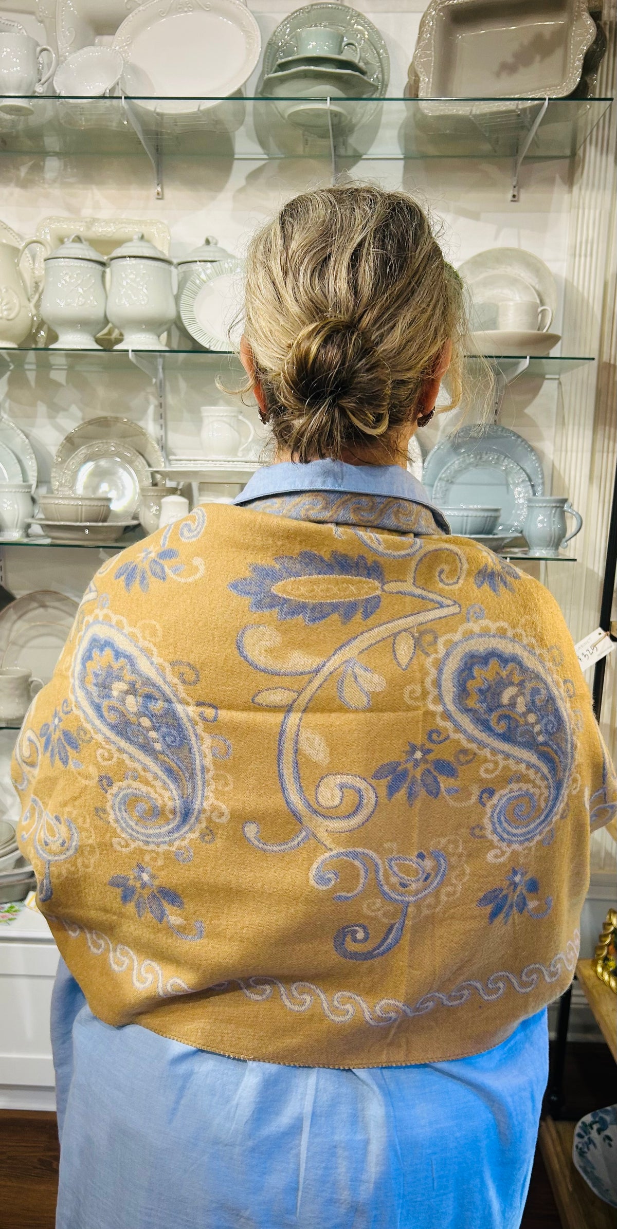 Beige Artisan Vine Reversible Scarf