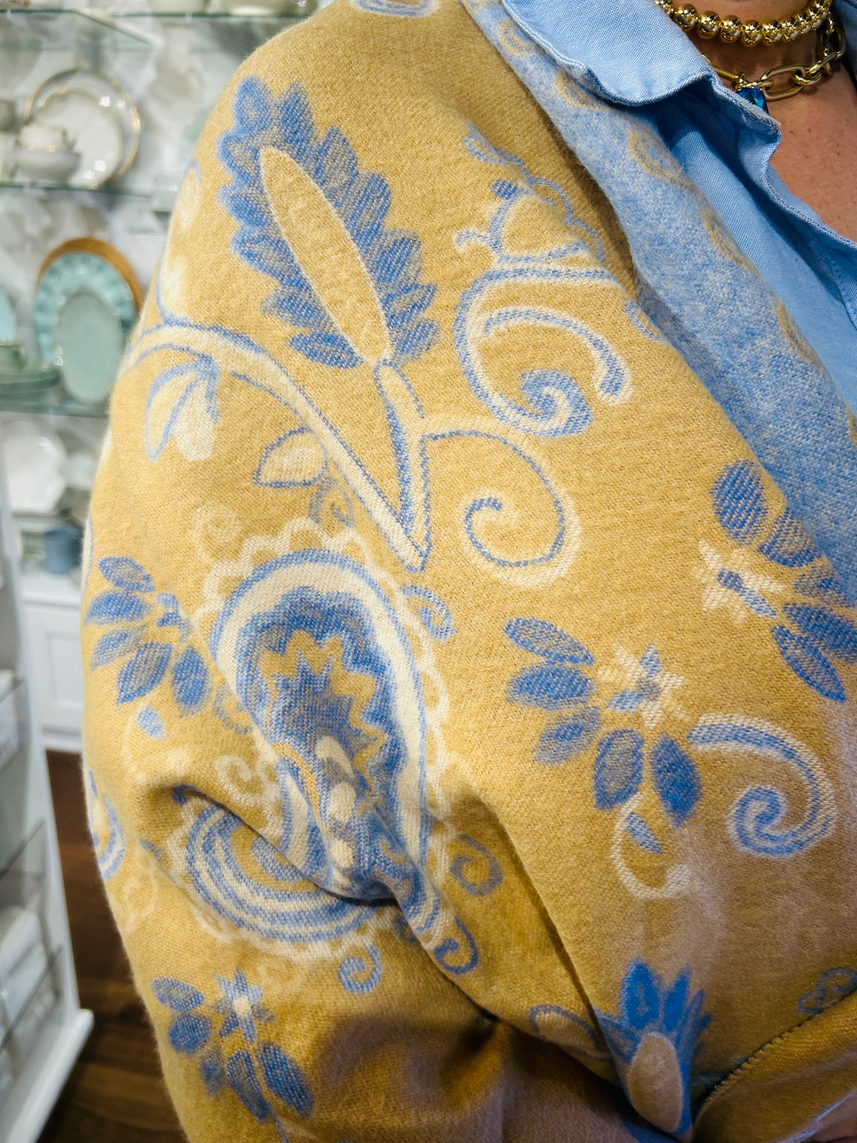 Beige Artisan Vine Reversible Scarf