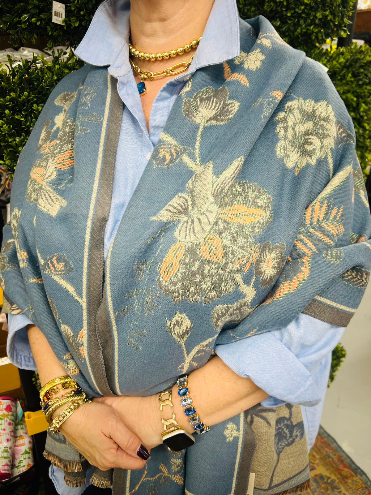 Blue and Peach Cicely Scarf
