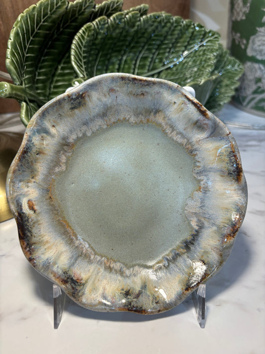 Etta B Ruffled Sauce Dish Peaceful with Lapis