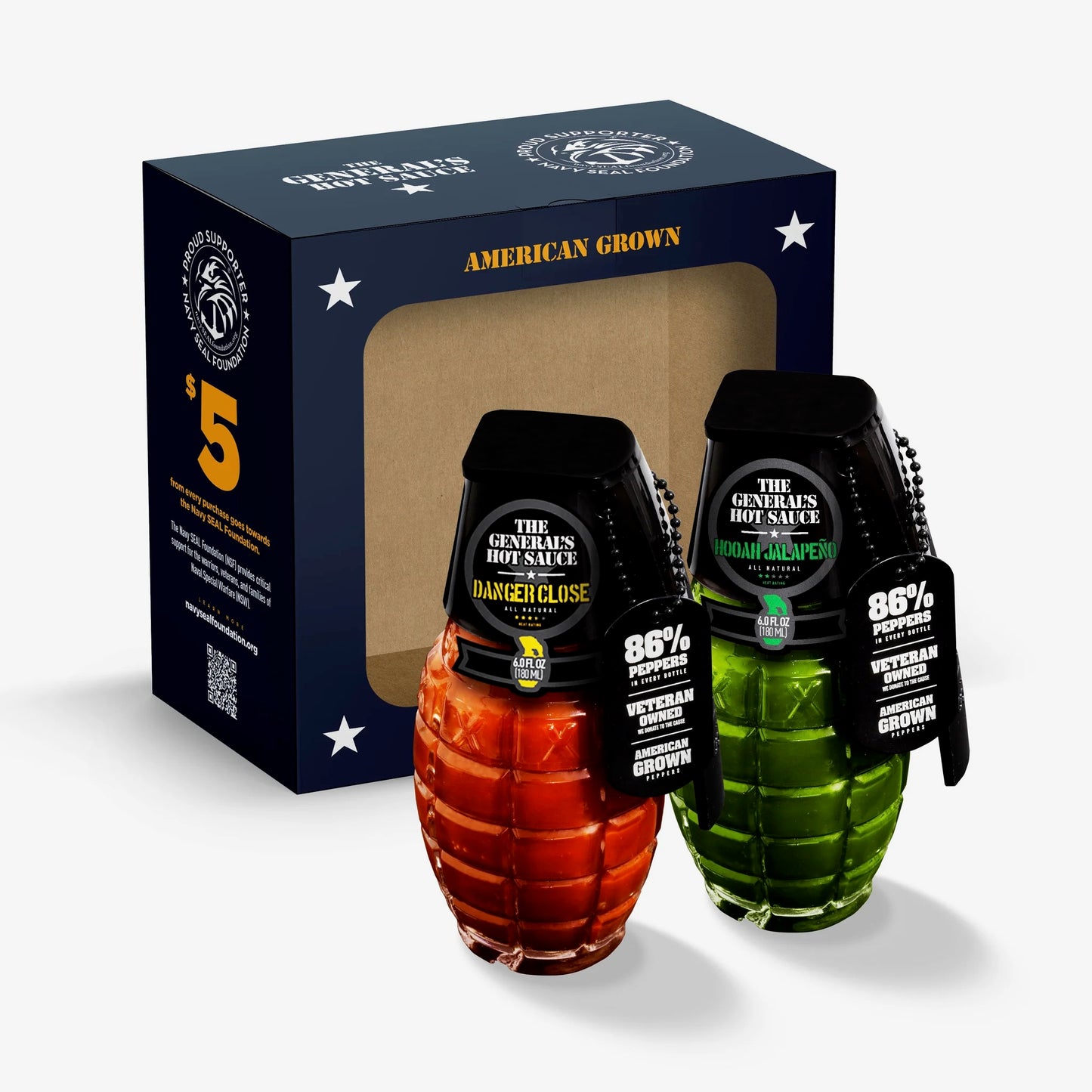The General's Hot Sauce- Danger Close and HOOAH Jalapeño 2 pack - Navy SEAL Foundation