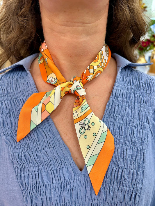 Aqua and Orange Neck Tie Scarf
