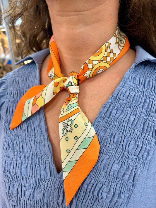 Aqua and Orange Neck Tie Scarf