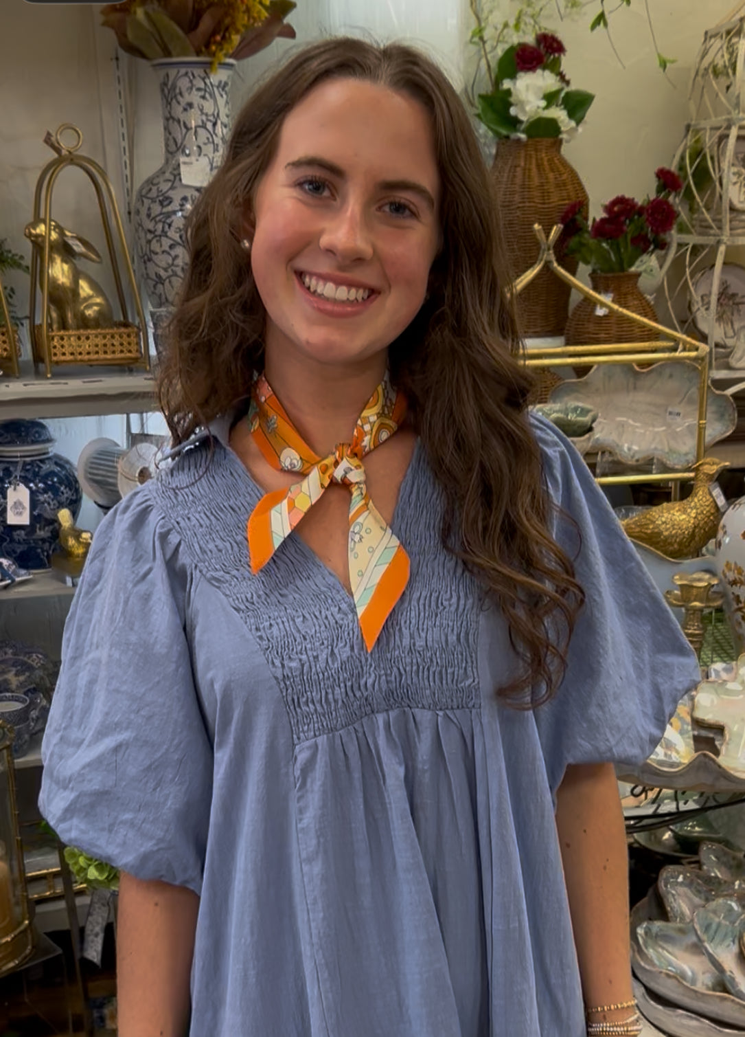 Aqua and Orange Neck Tie Scarf