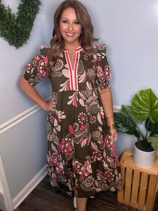 Olive and Pink Dress