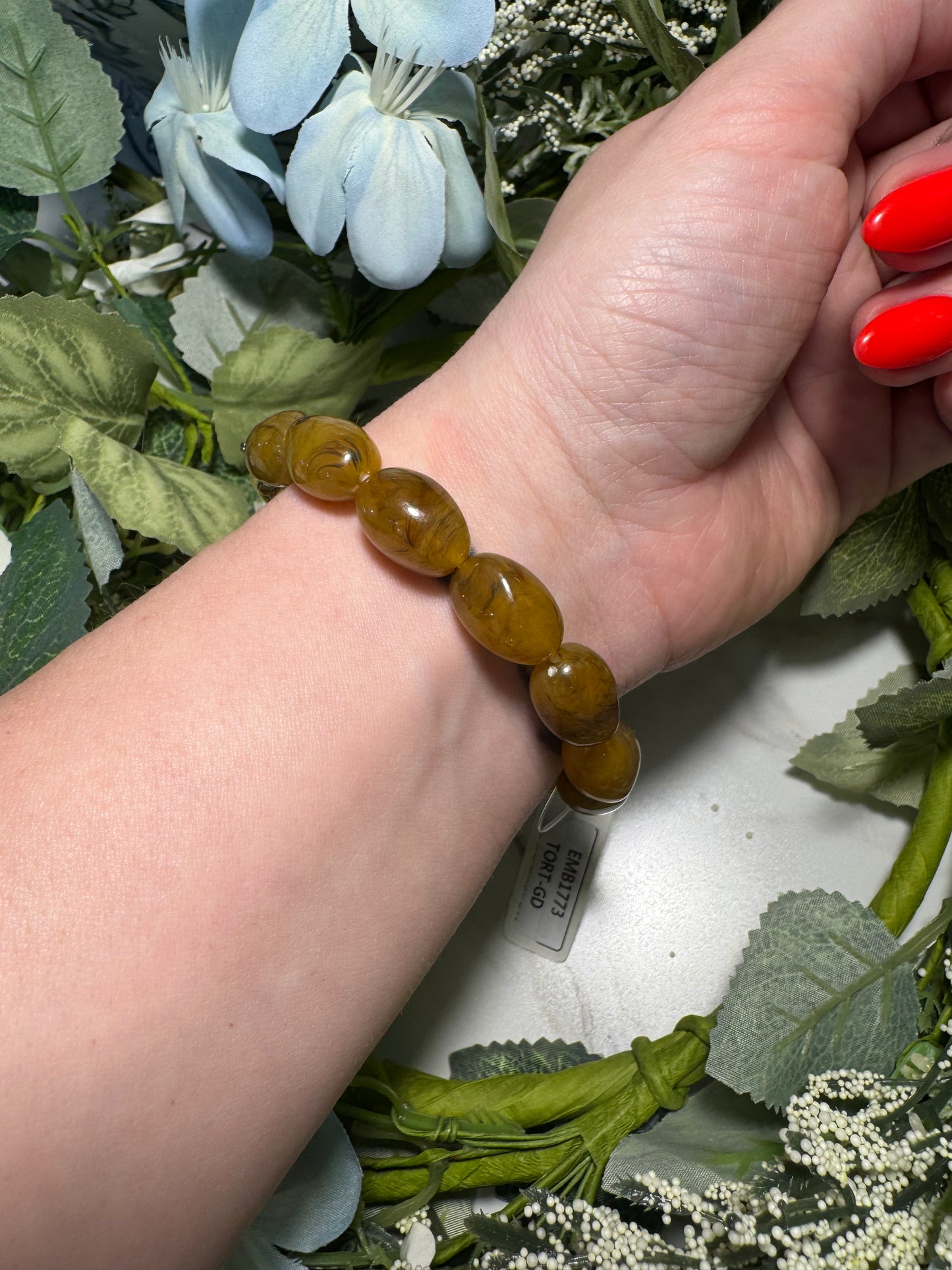 Golden Olive Cross Stretch Bracelet