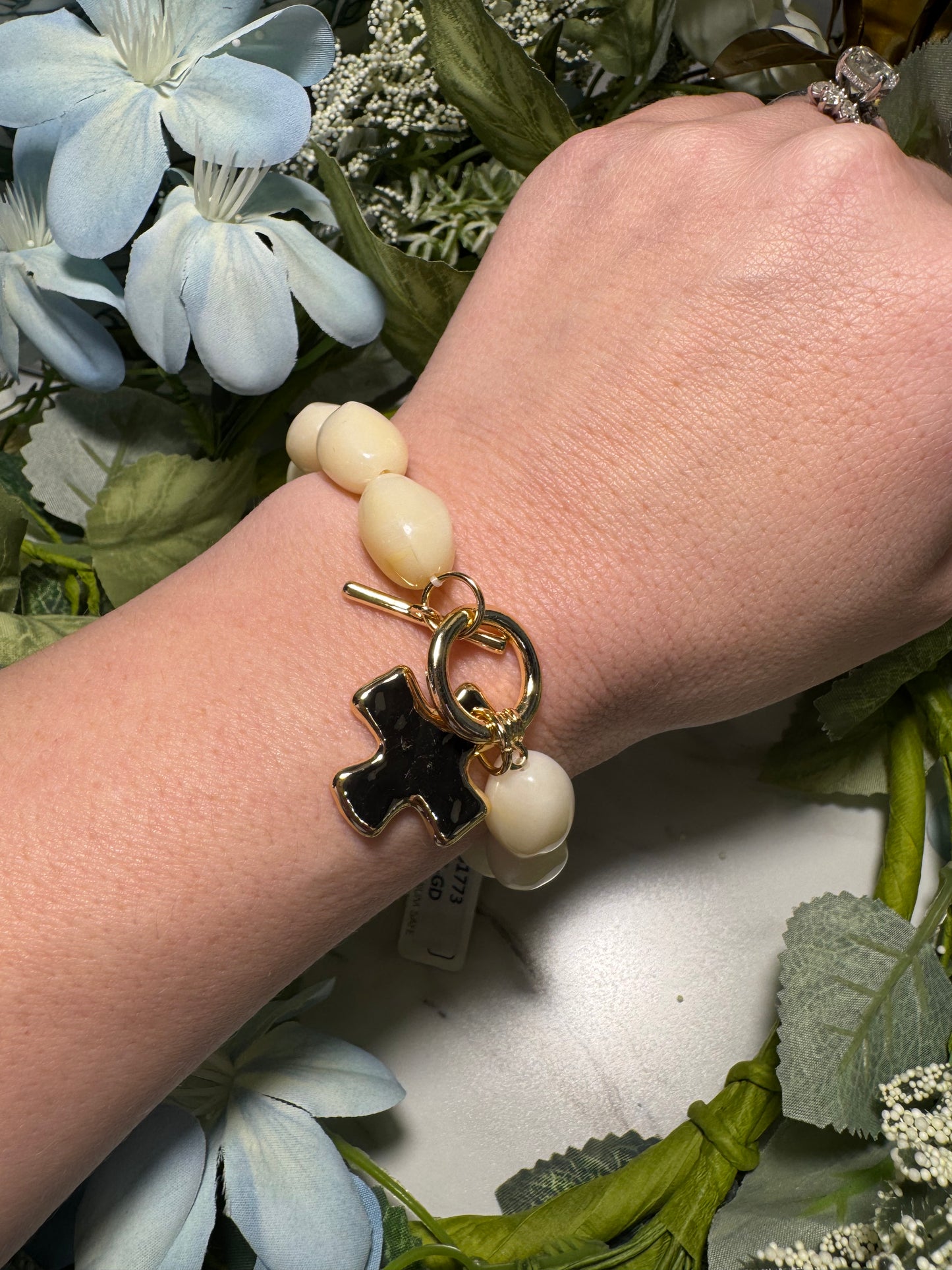 Ivory Cross Stretch Bracelet