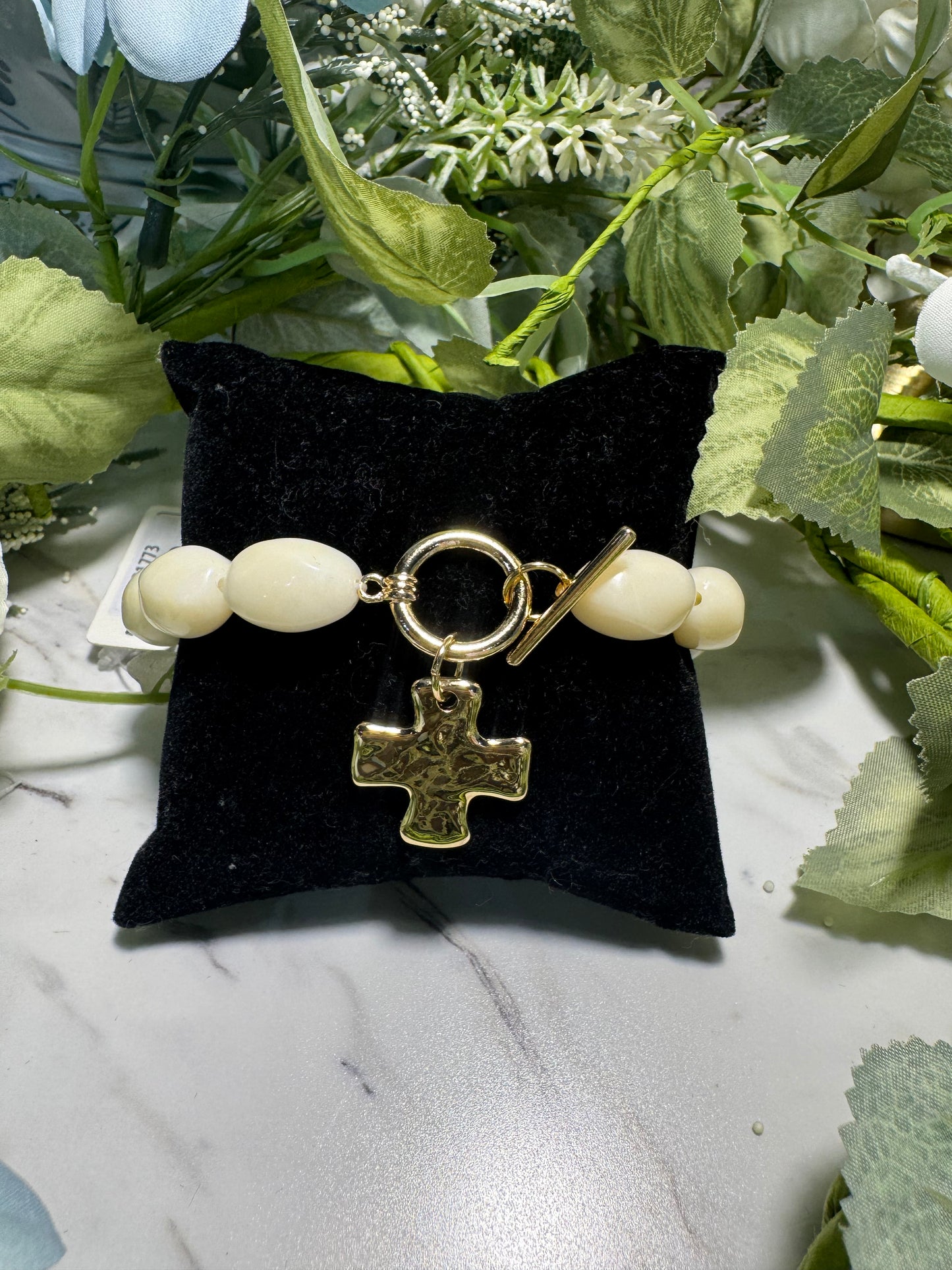 Ivory Cross Stretch Bracelet