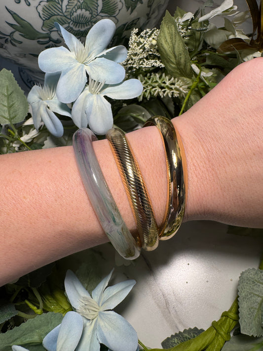 Pastel Marble & Gold Bangle Set of 3