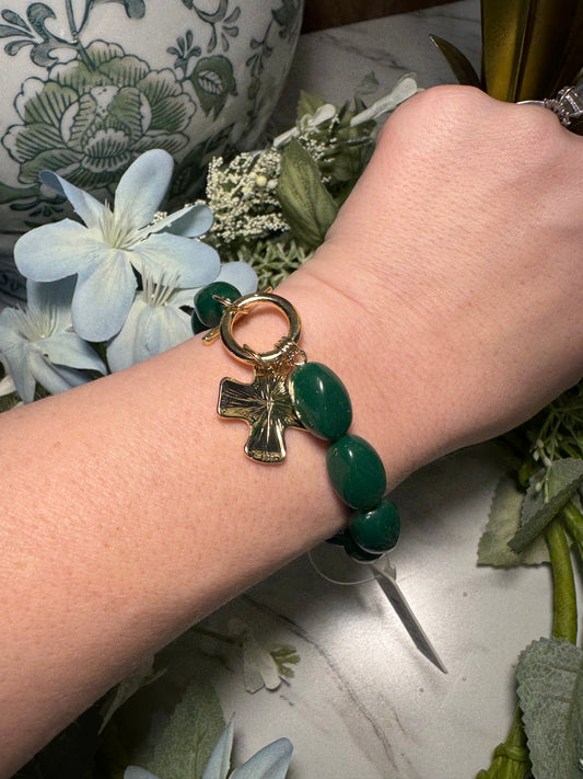 Emerald Cross Stretch Bracelet
