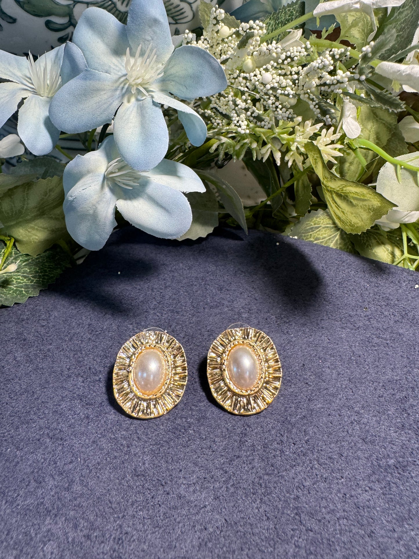 Gold & Pearl Radiance Stud Earrings