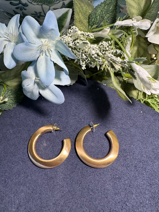 Brushed Gold Statement Hoop Earrings
