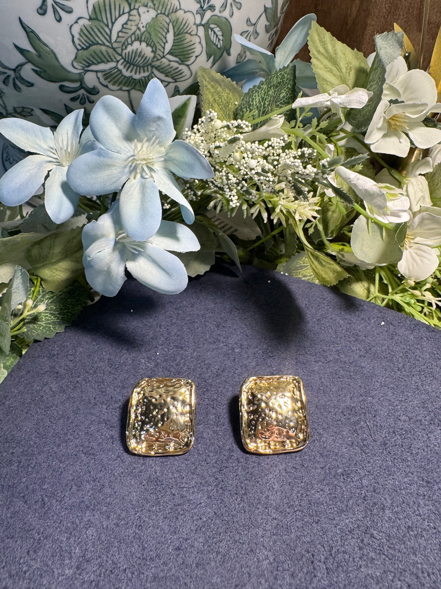 Hammered Gold Statement Stud Earrings