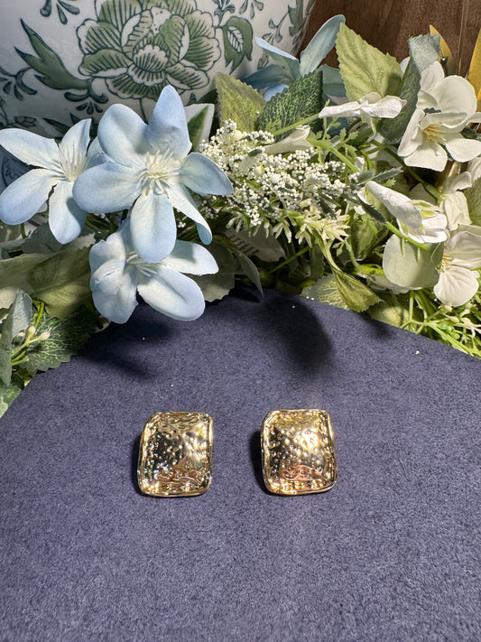 Hammered Gold Statement Stud Earrings