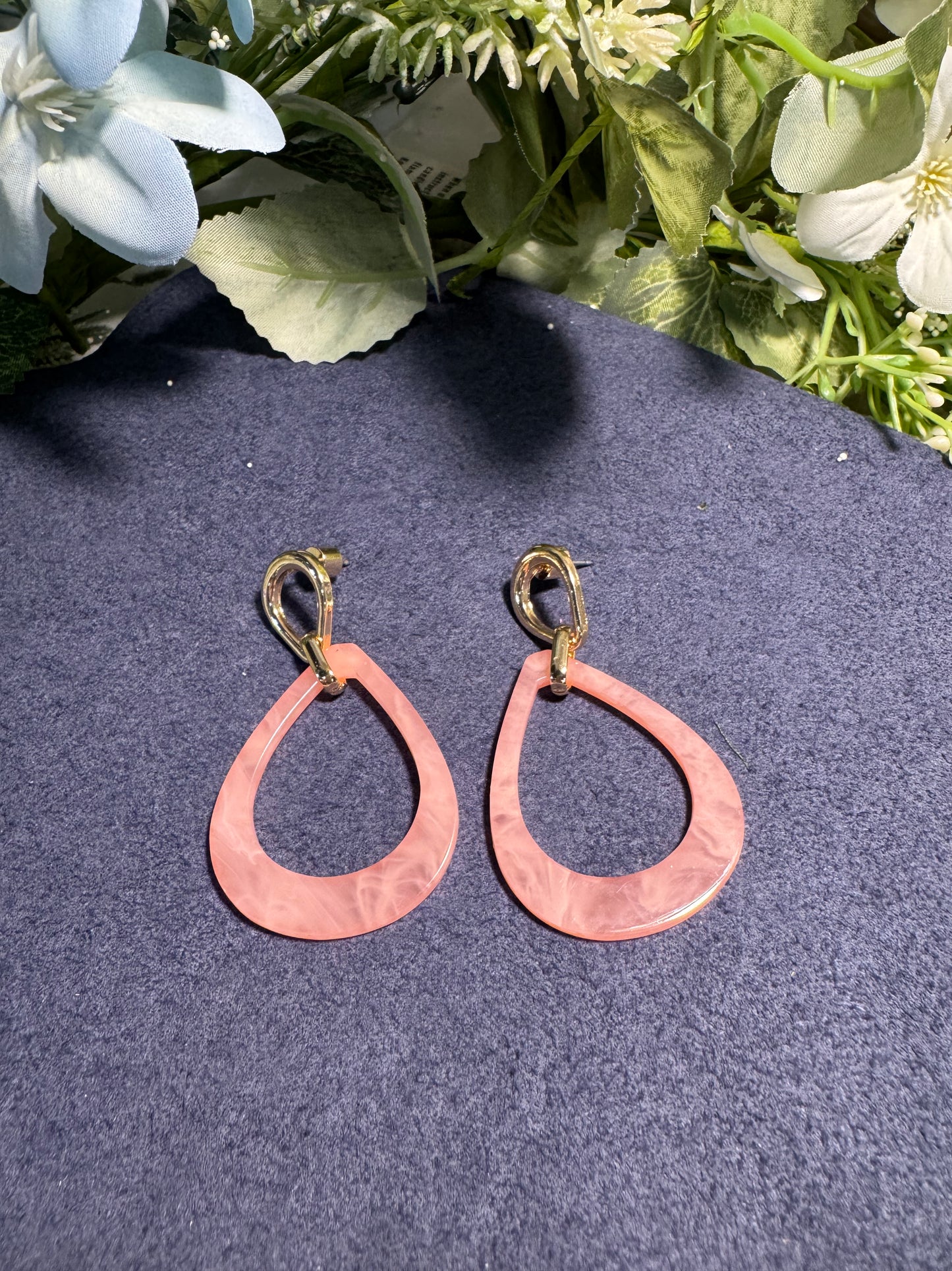 Blush Pink Resin Teardrop Earrings