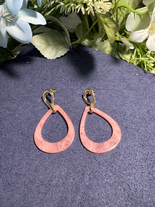 Blush Pink Resin Teardrop Earrings