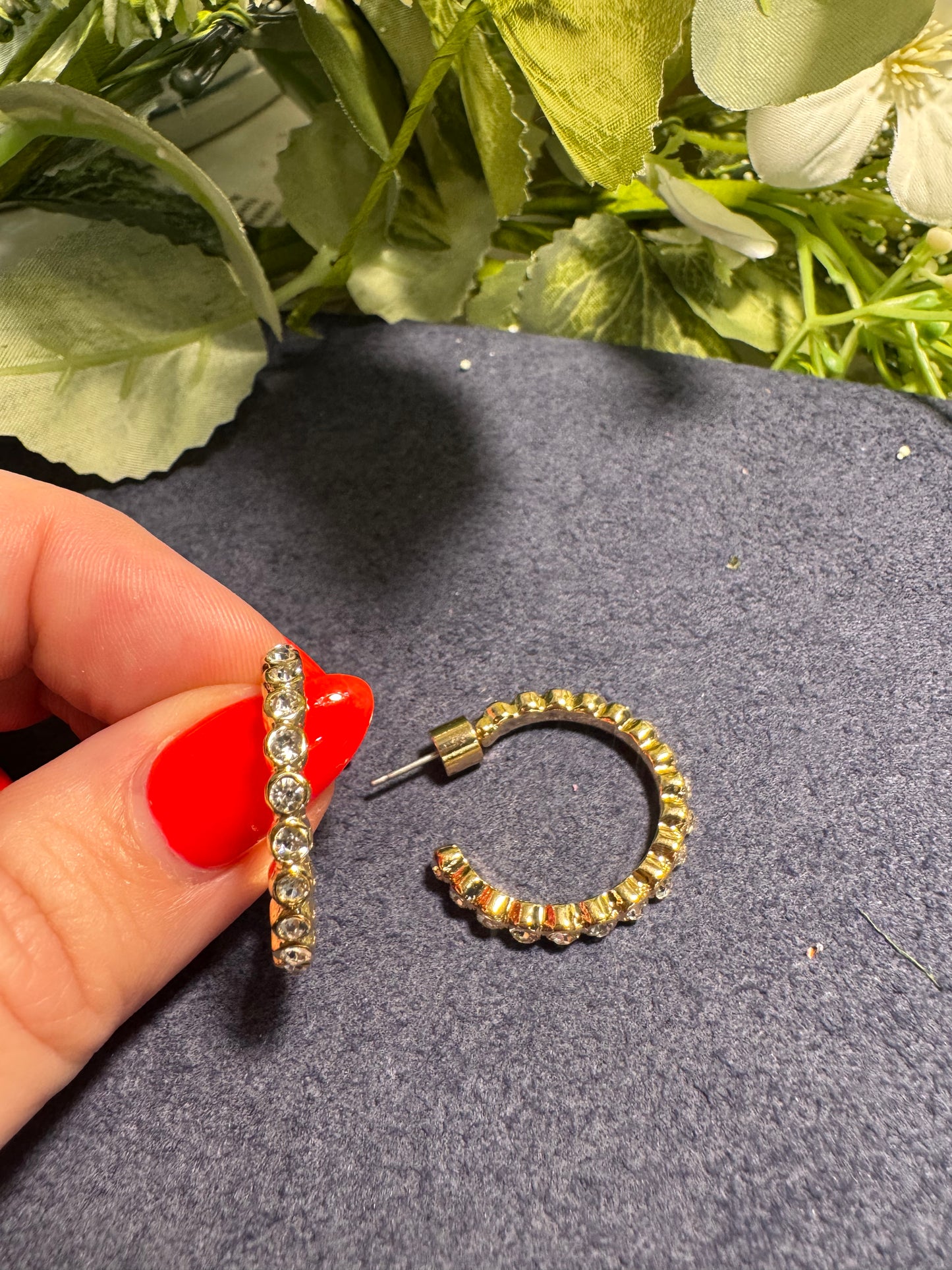 Crystal Pavé Gold Hoop Earrings