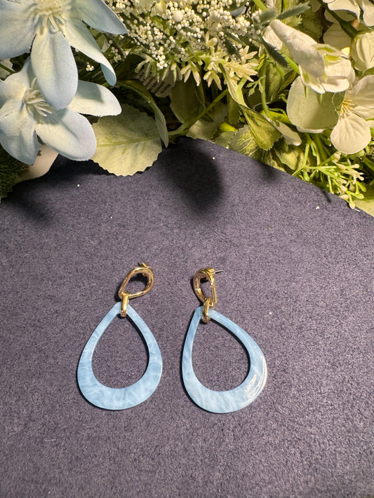 Sky Blue Resin Teardrop Earrings