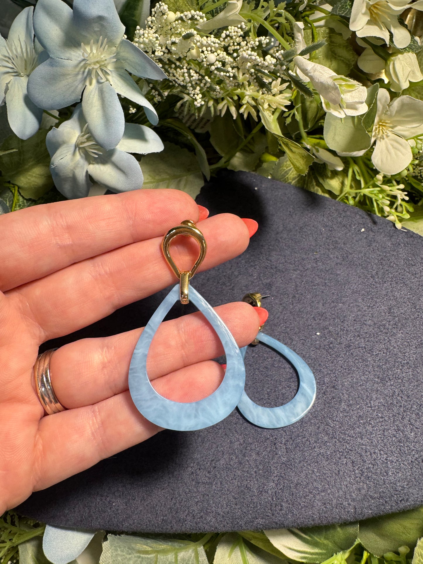 Sky Blue Resin Teardrop Earrings