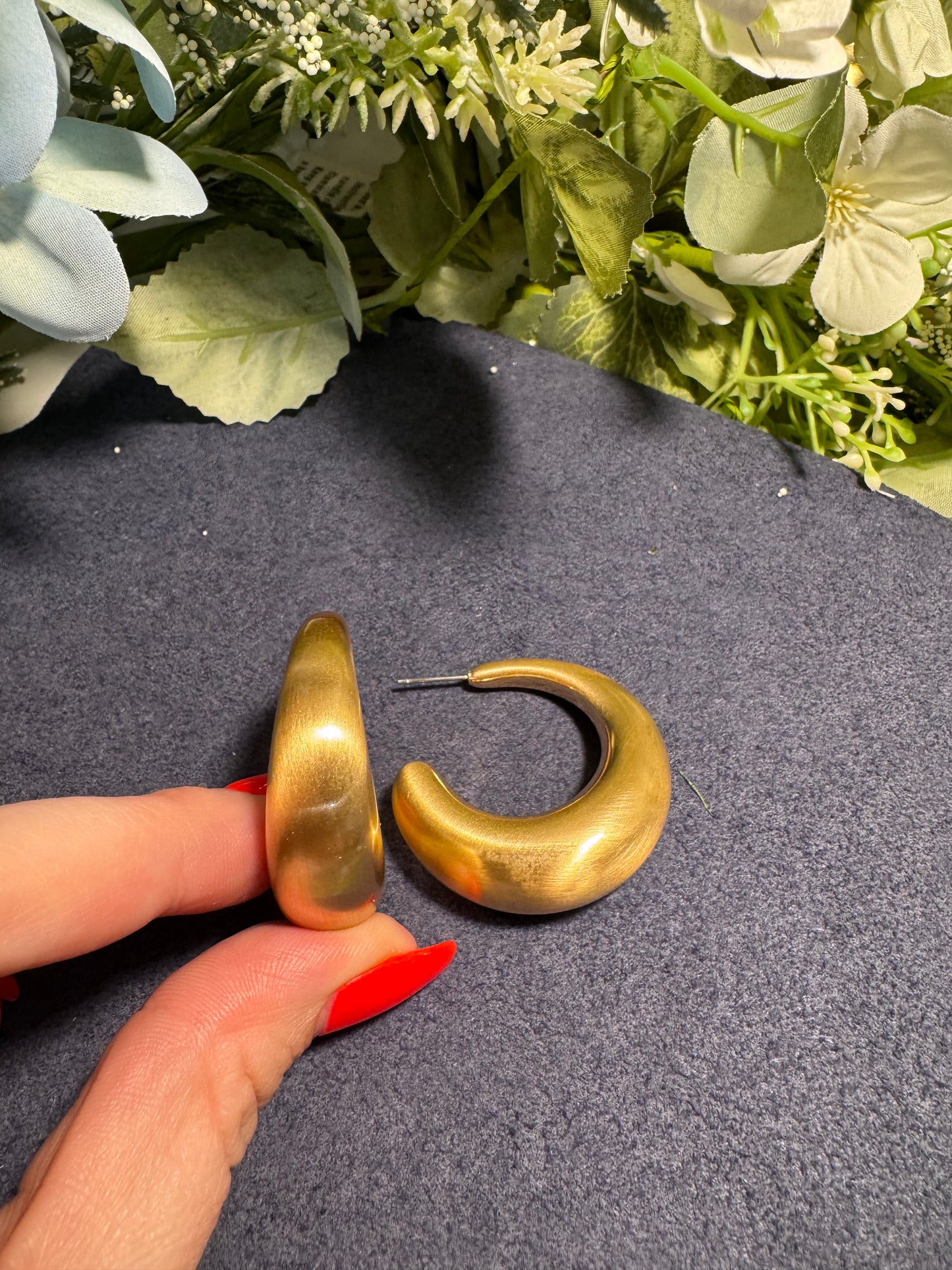 Vintage Gold Crescent Stud Earrings