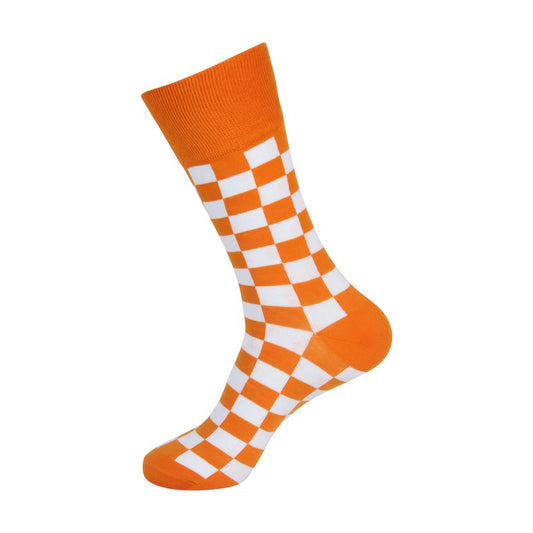 Orange and White Checkerboard socks