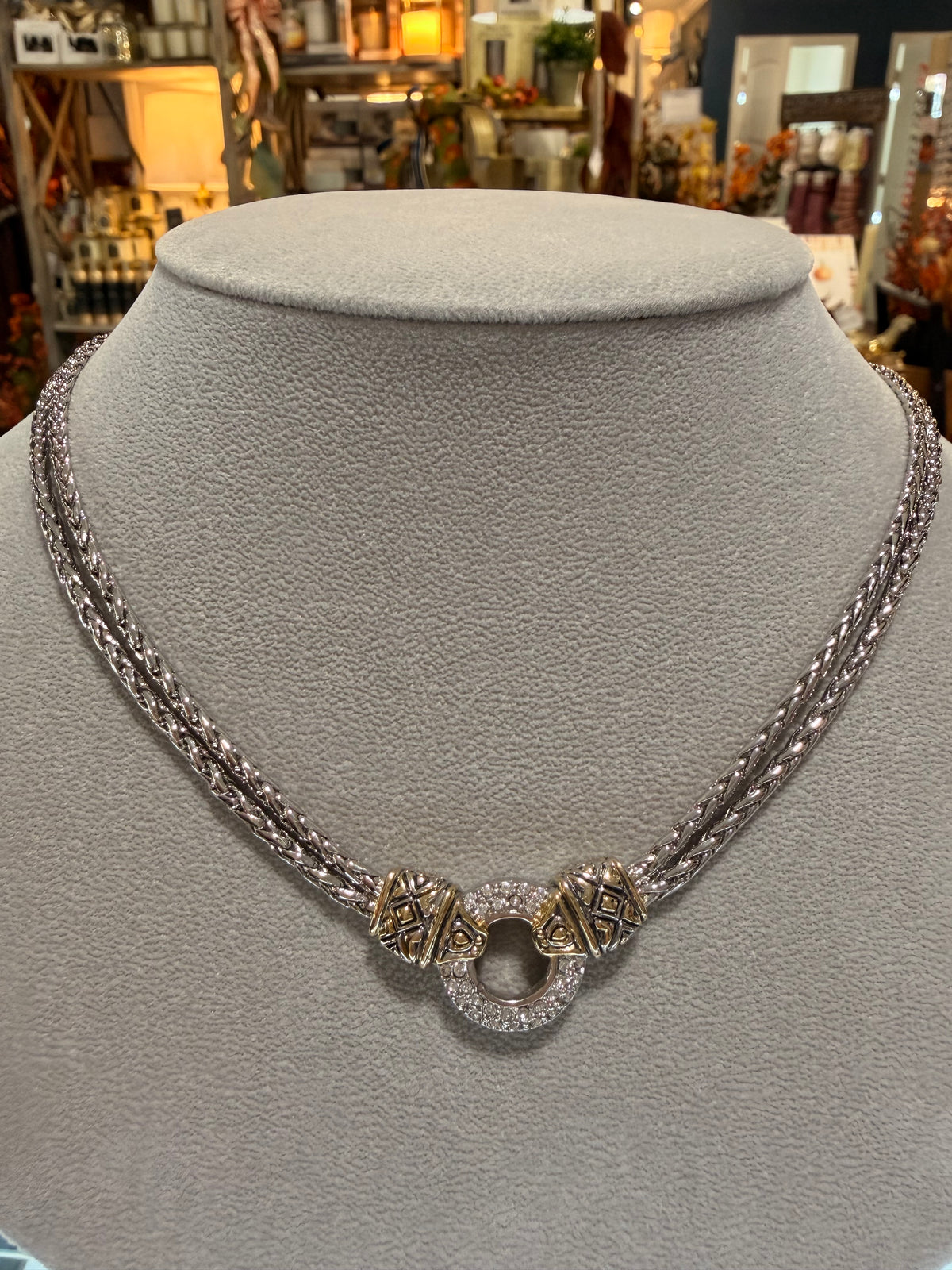 Pavé Circle Double Strand Necklace