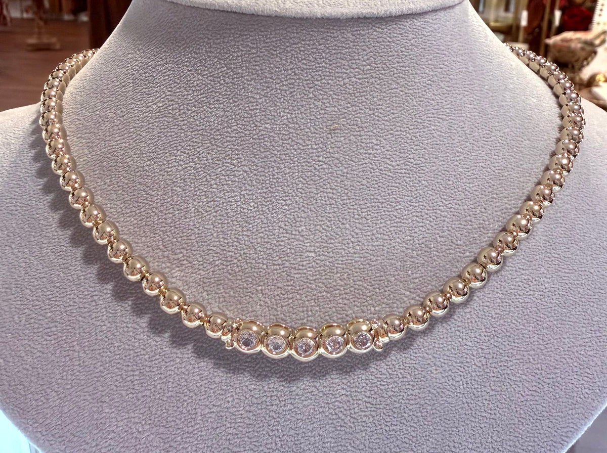 Beaded Collection 5 Stone Necklace 16"