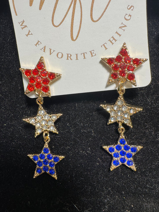 Red, White & Blue Star Dangle Earrings