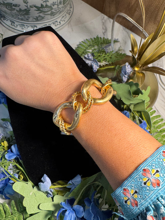 Mixed-Link Chunky Gold Bracelet
