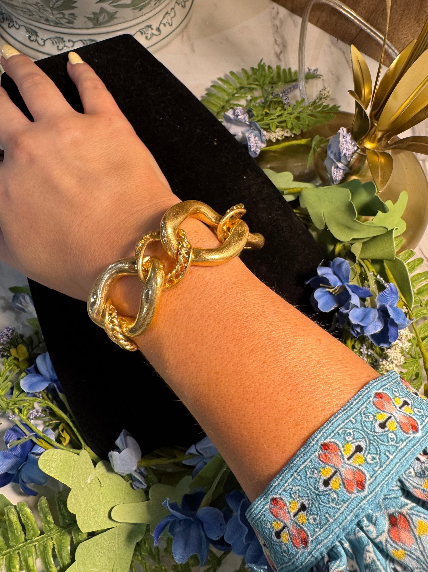 Mixed-Link Chunky Gold Bracelet