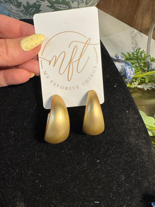 Matte Gold Crescent Hoop Earrings 40mm