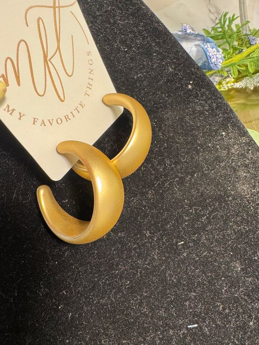 Matte Gold Crescent Hoop Earrings 40mm