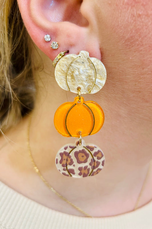 Light Pumpkin Stack Earrings