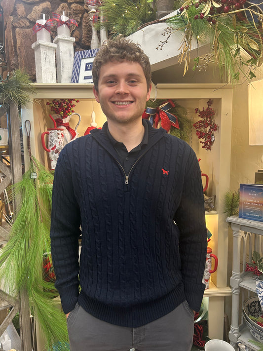 Simply Southern Men’s Navy Quarter Zip Cable Sweater