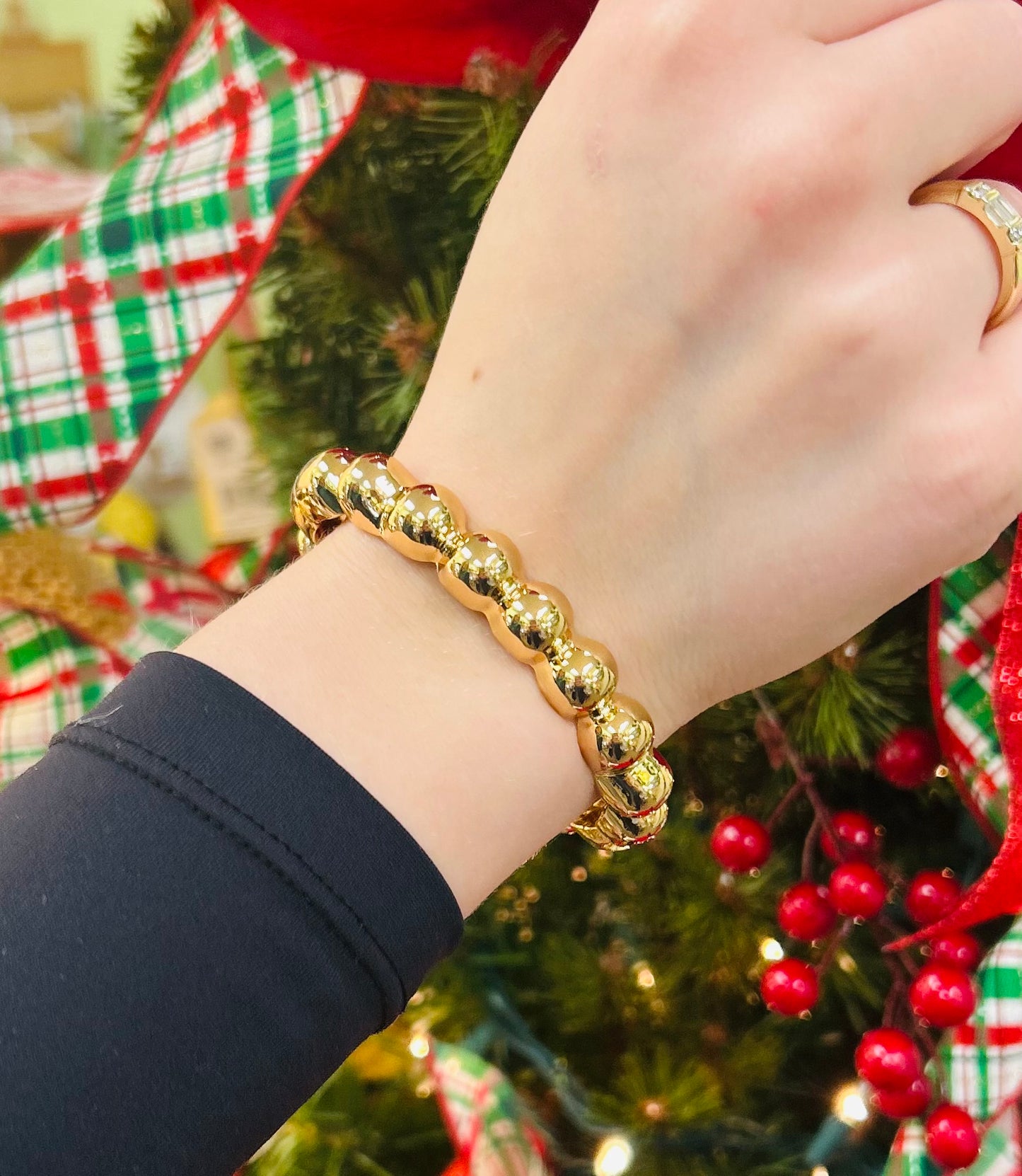 Gold Metal Bubble Hinged Bracelet