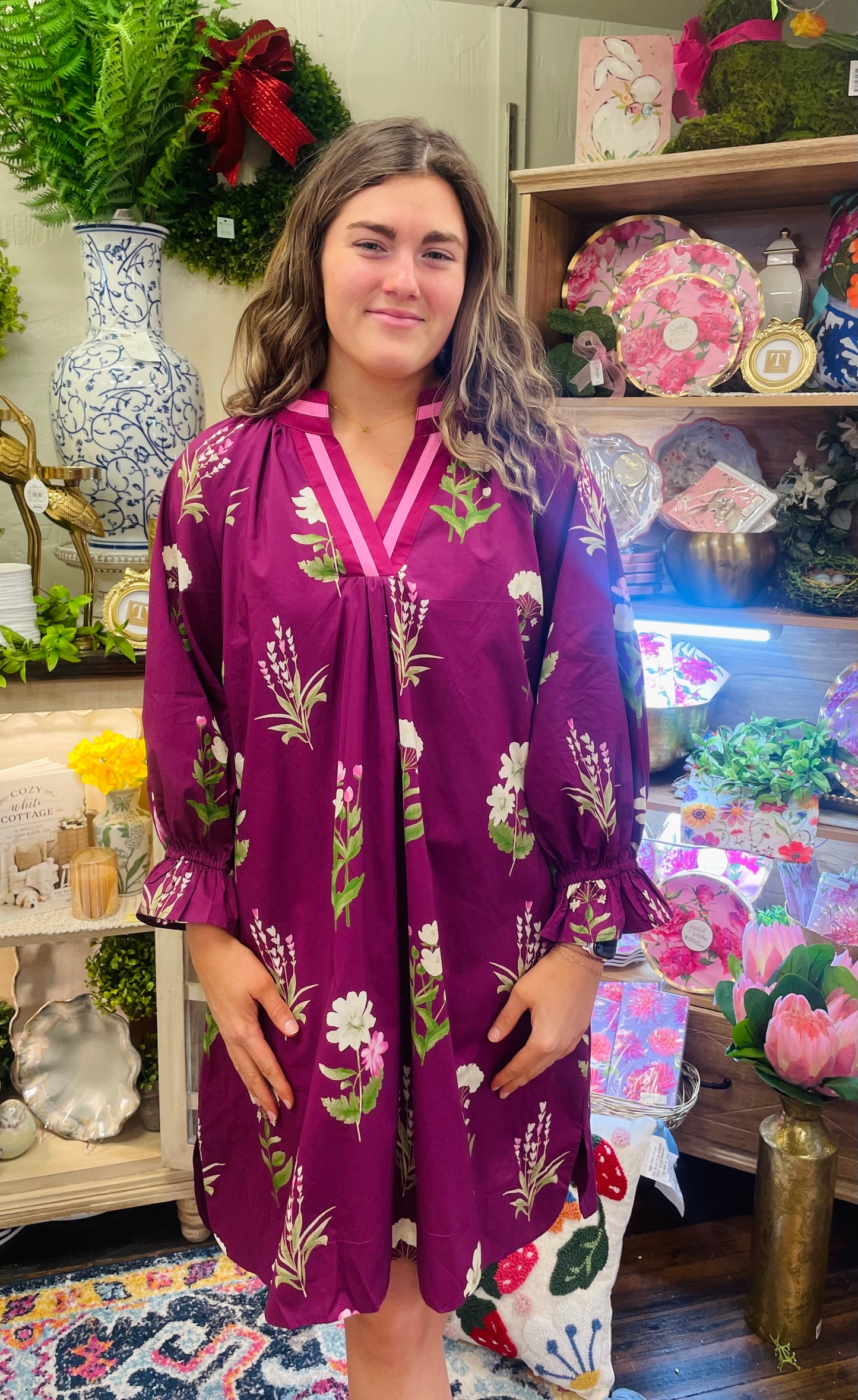 Floral Plum Midi Dress