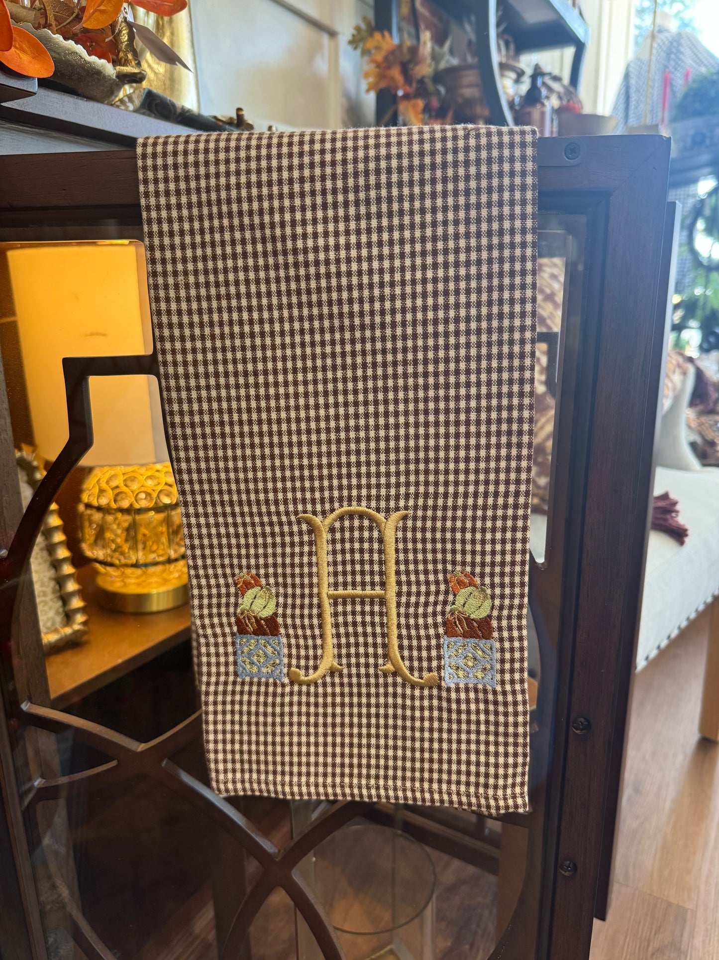 Personalized Gingham Initial Towel
