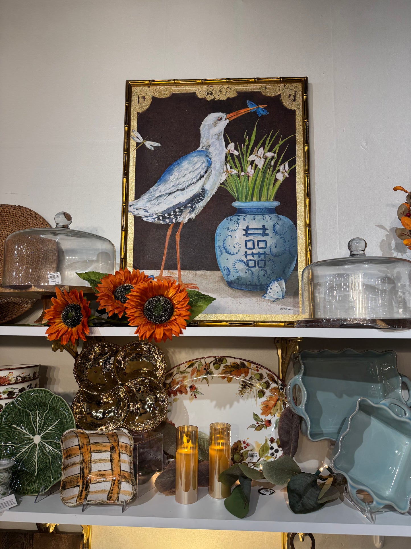 White Heron & Ginger Jar Framed Art