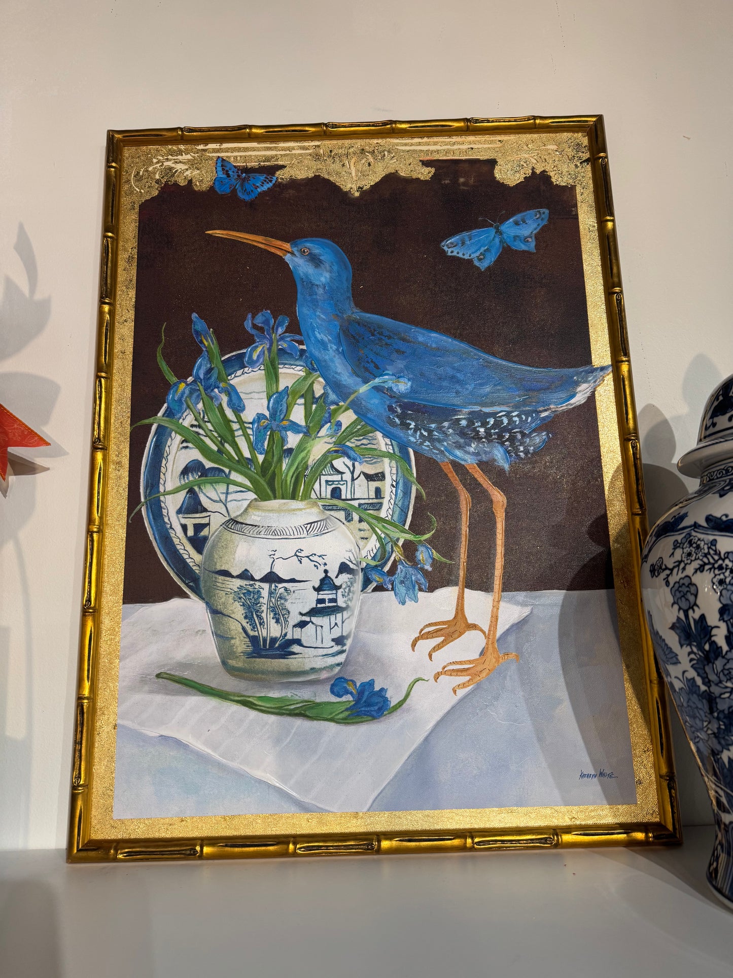 Blue Heron & Ginger Jar Framed Art