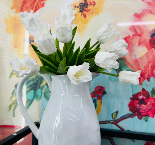 13" White Real Touch Parrot Tulip Bundles