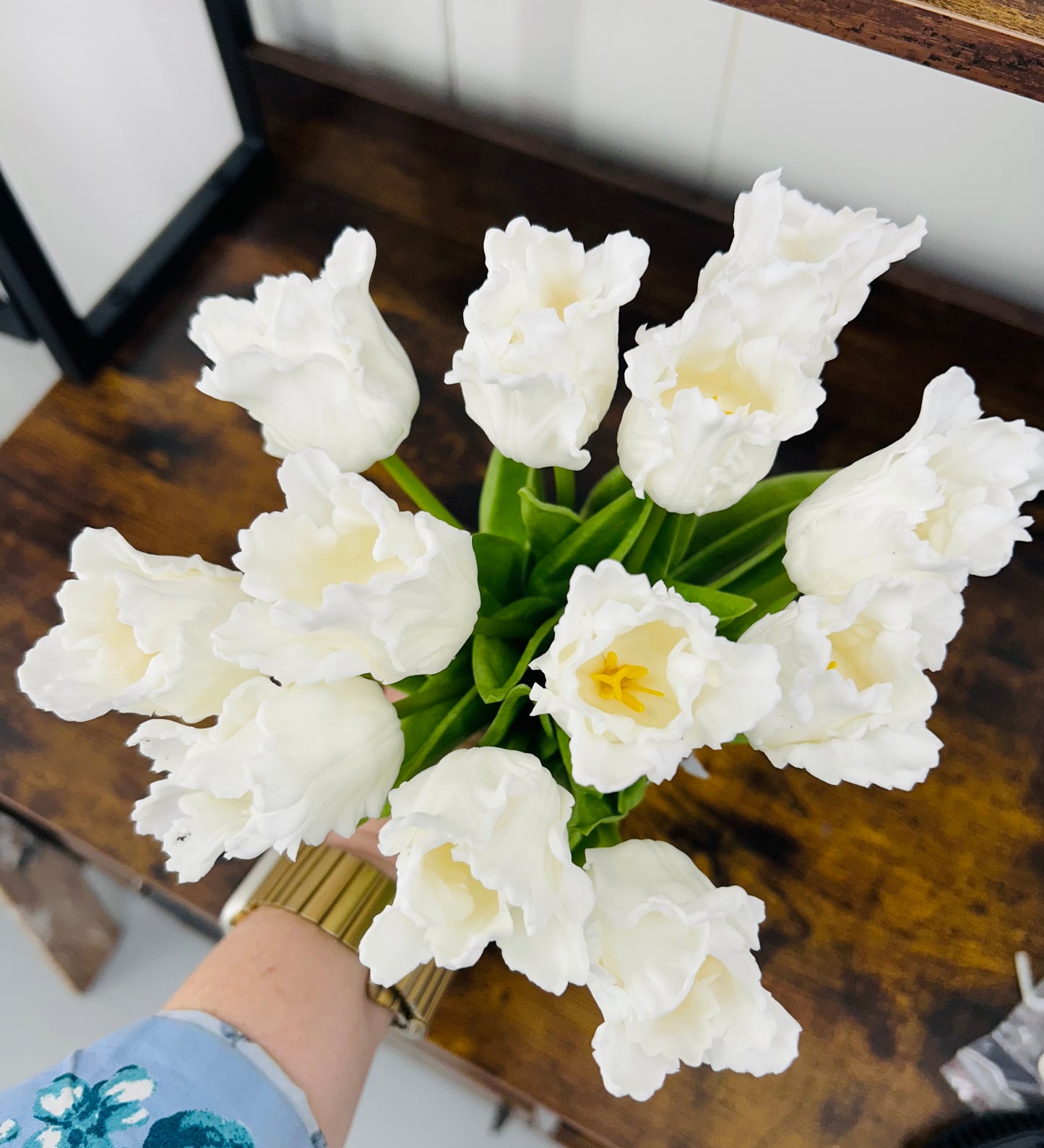 13" White Real Touch Parrot Tulip Bundles