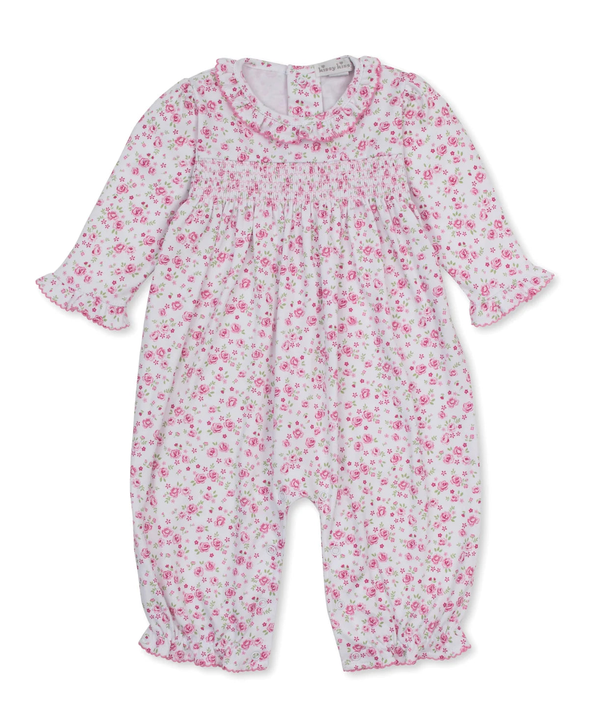 Cottage Roses Pink Smocked Playsuit